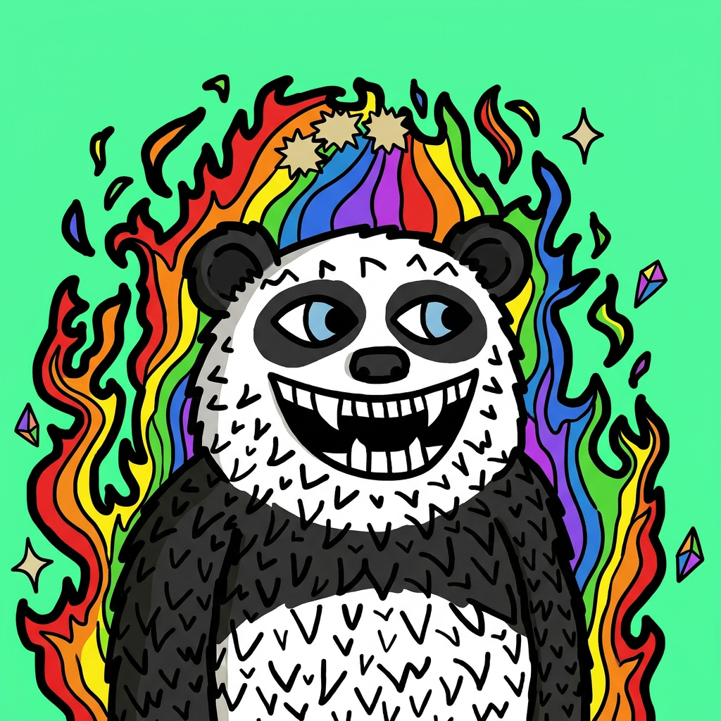 Lazzy Panda with Rainbow aura