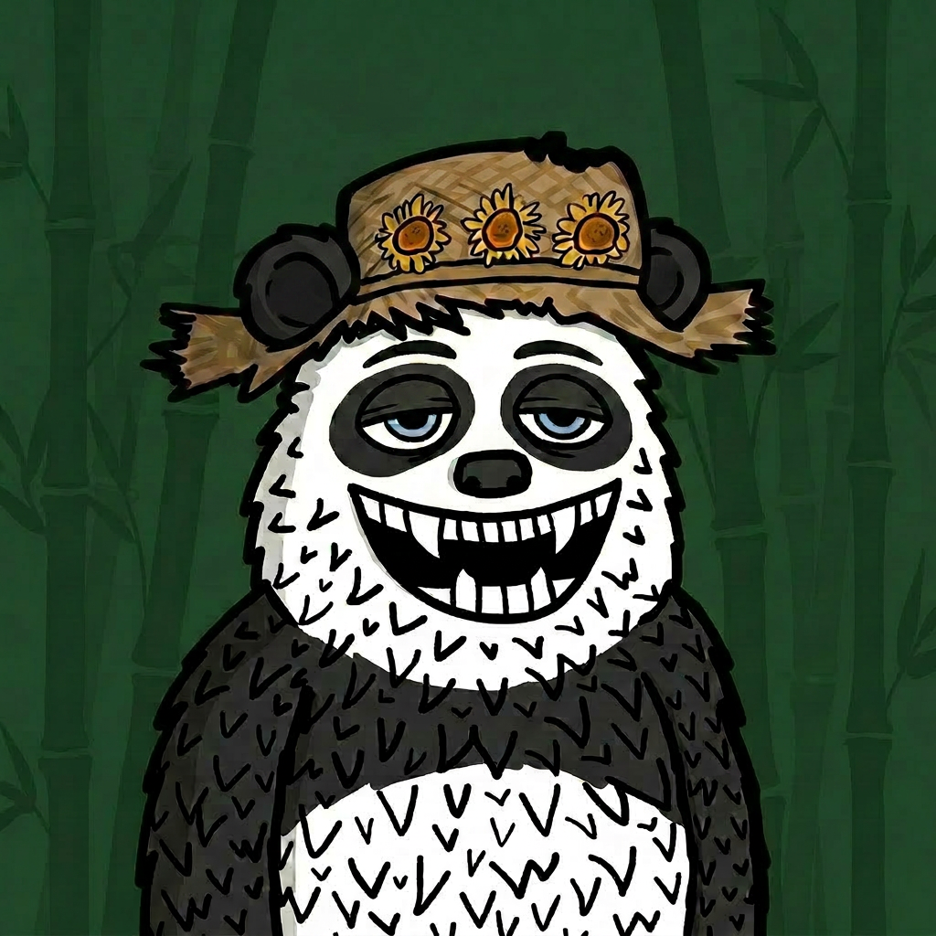 Lazzy Panda wearing Straw