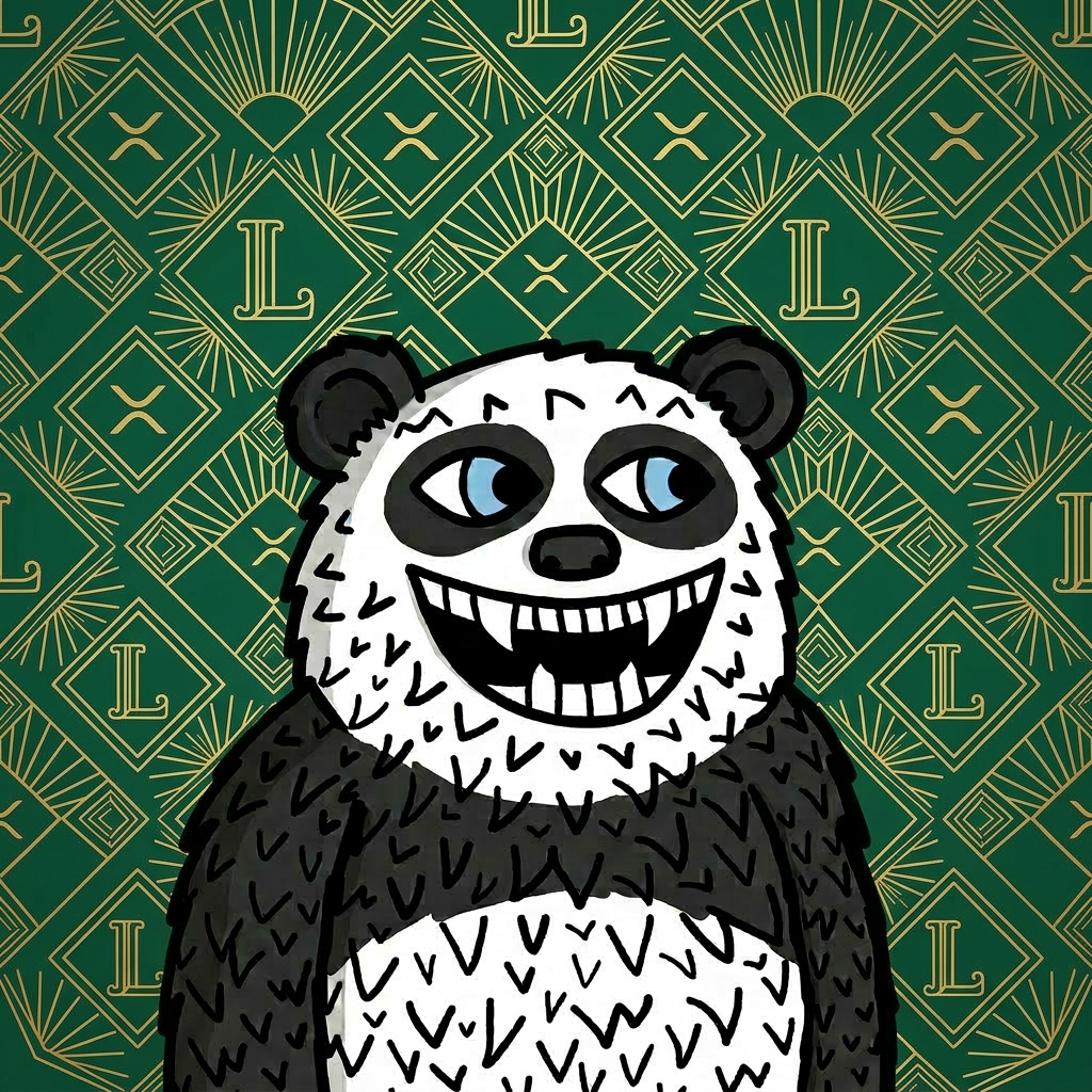 Lazzy Panda on Emerald Deco background