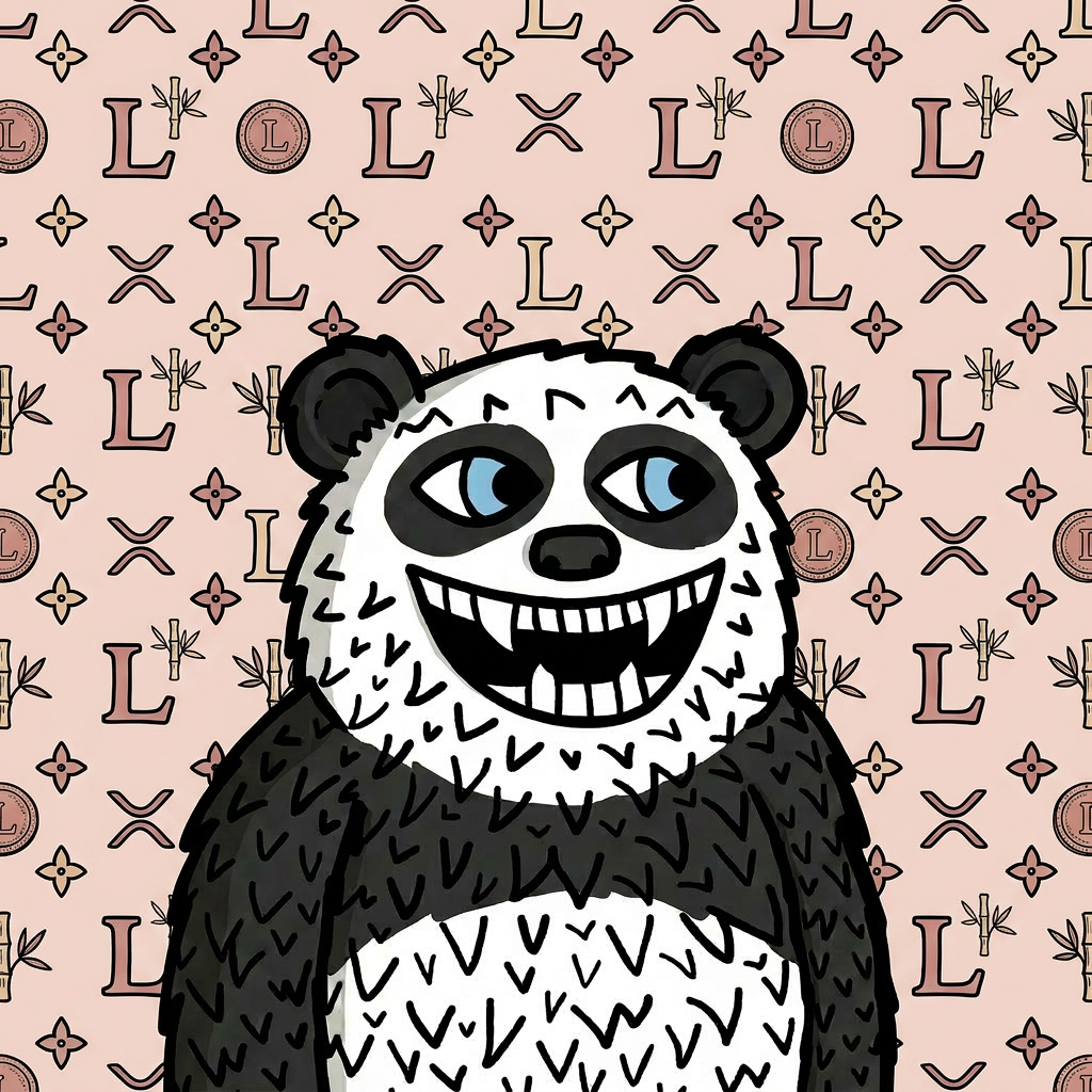 Lazzy Panda on Lazzy Monogram background