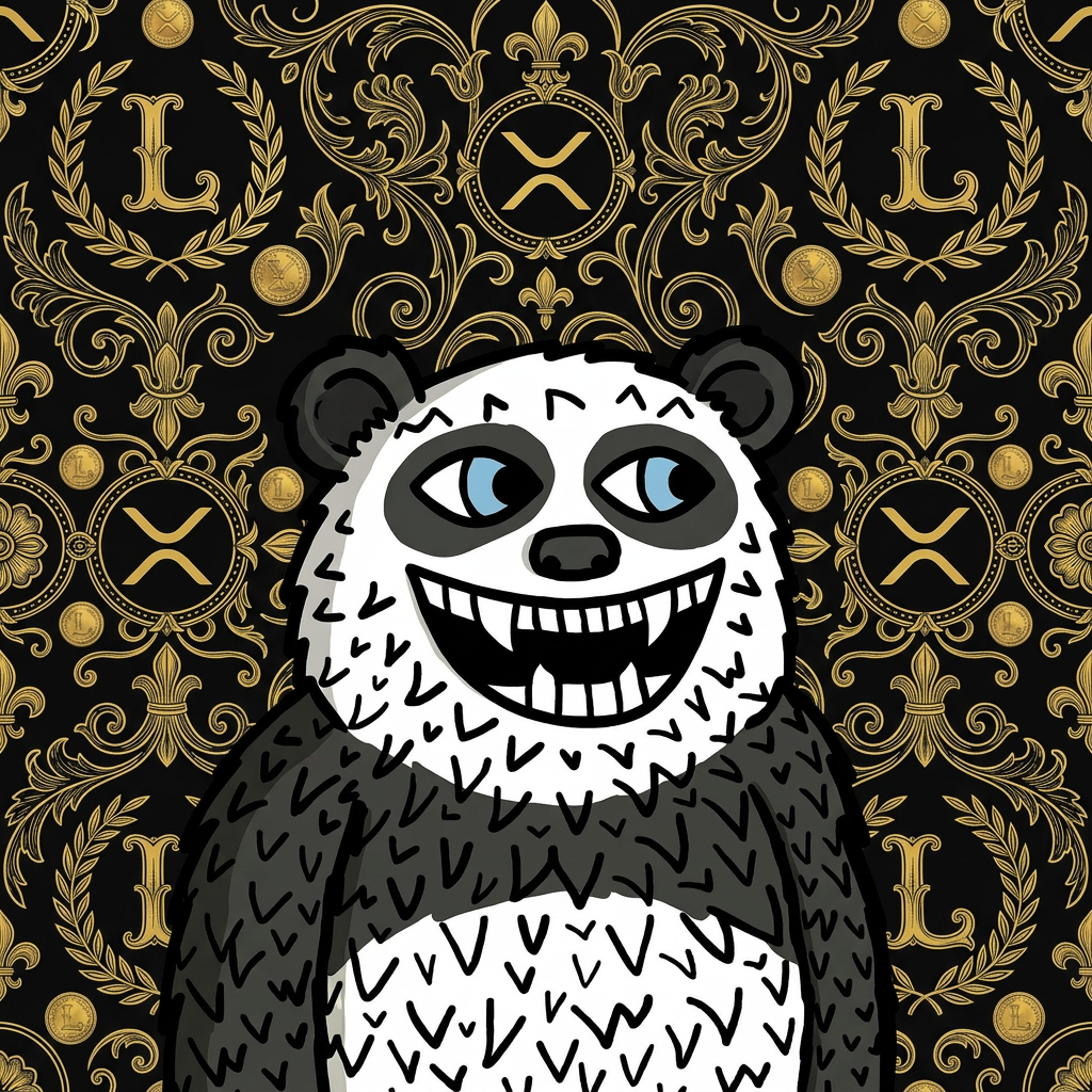 Lazzy Panda on XRP Gold Leaf background