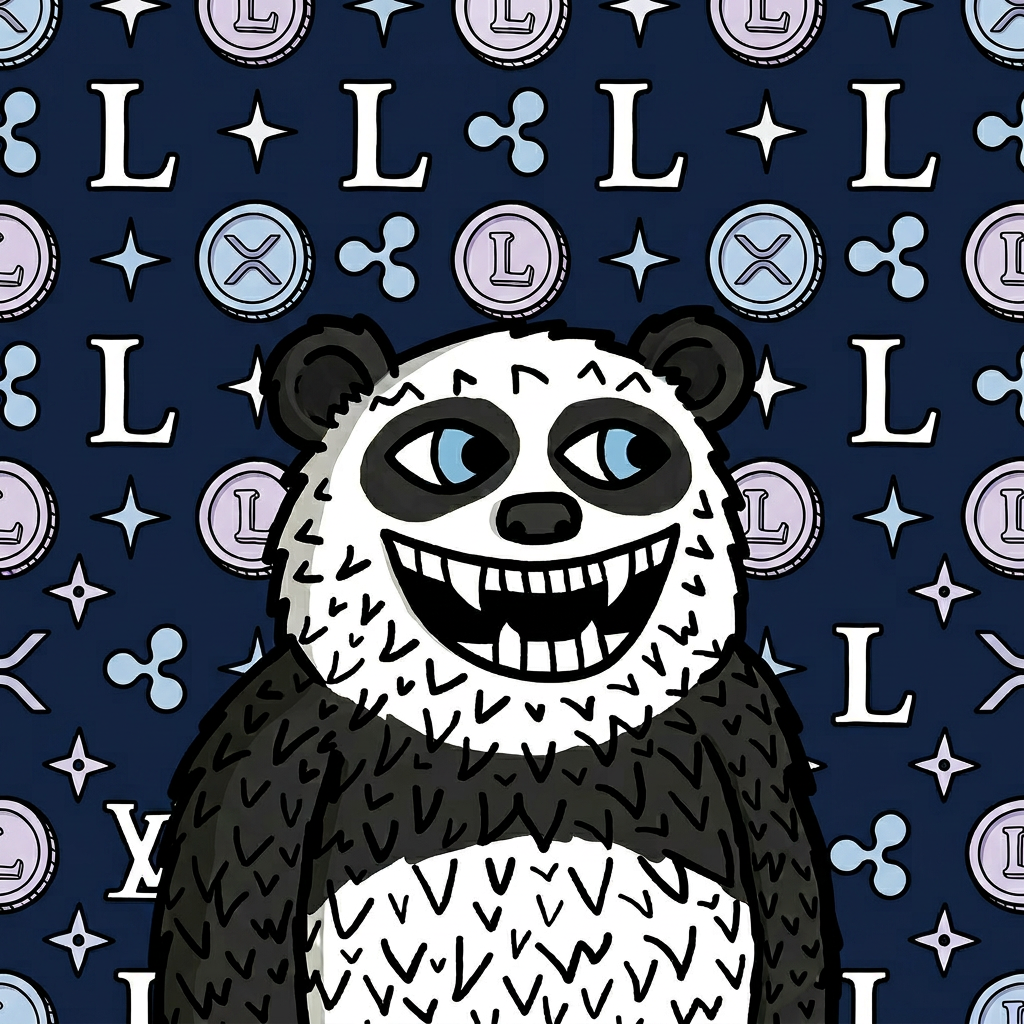 Lazzy Panda on XRP Cosmos background